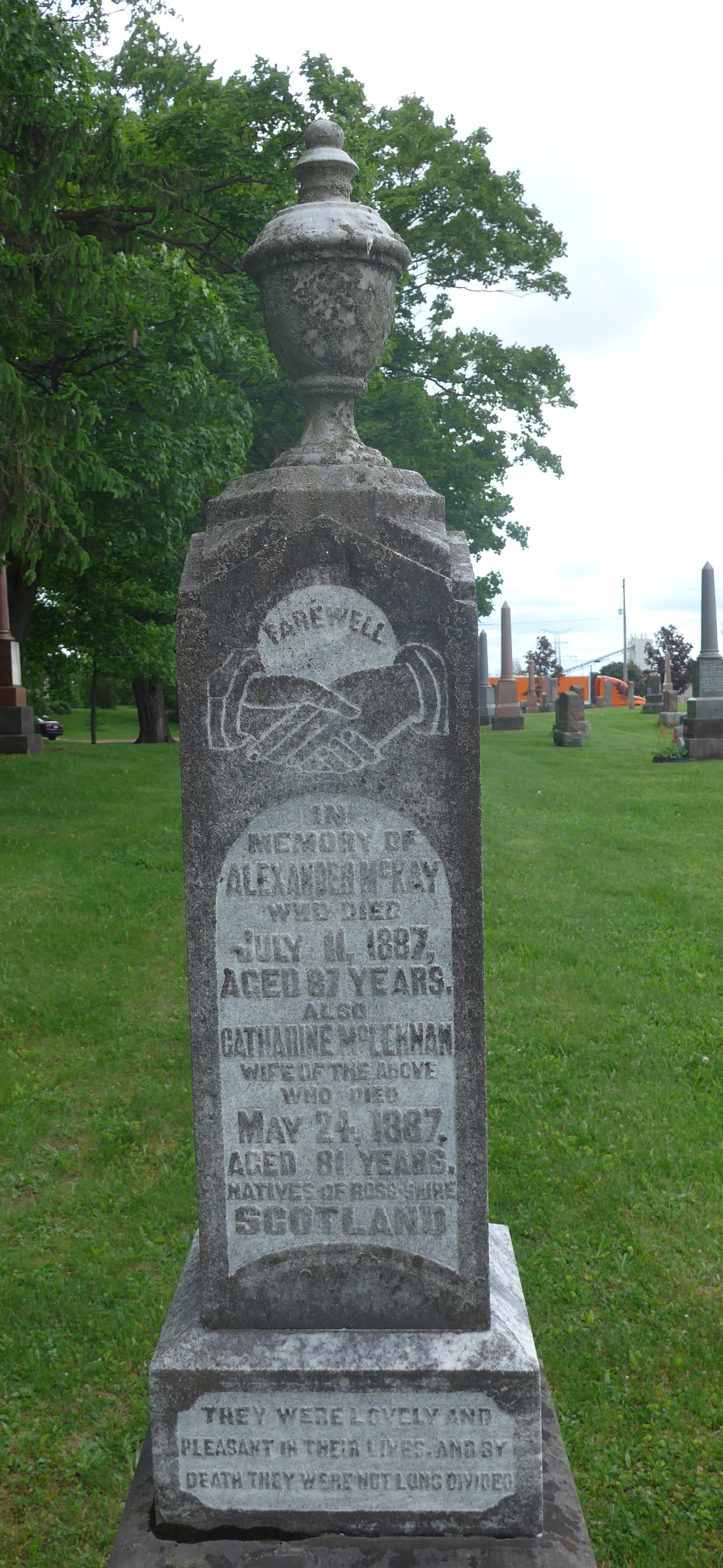 Photo of headstones/Catharine McLennan d1887 hdstn Morriston Crown cem ON